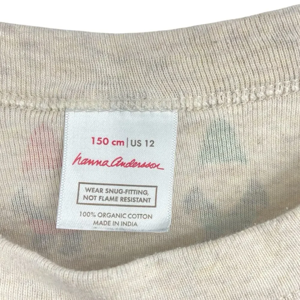 Hanna Andersson Holiday Gnome Long John Pajama Set‎ Cream Long Sleeve Kids 12